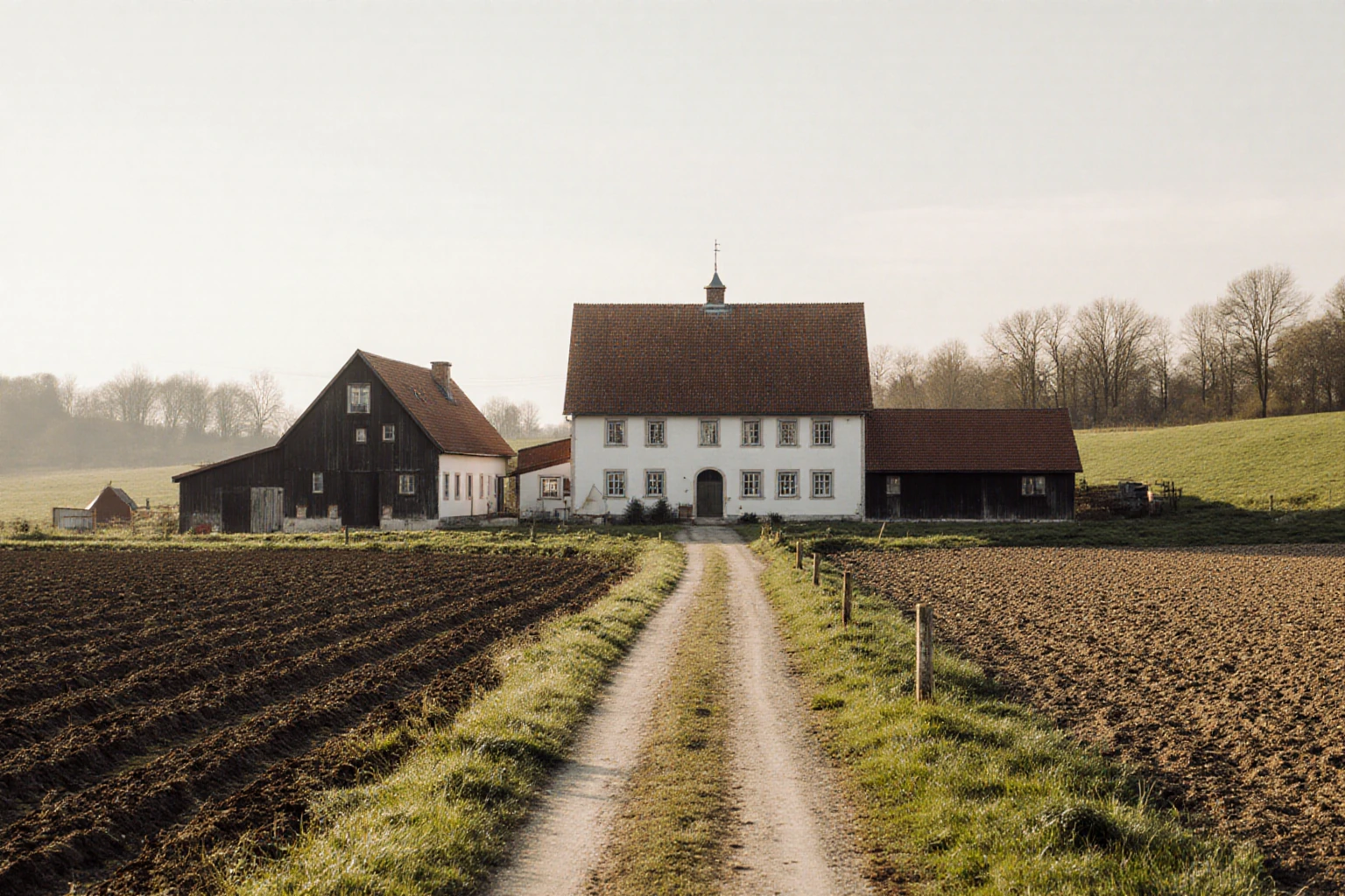 Landwirtschaftliche Flächen neben einer Hofstelle